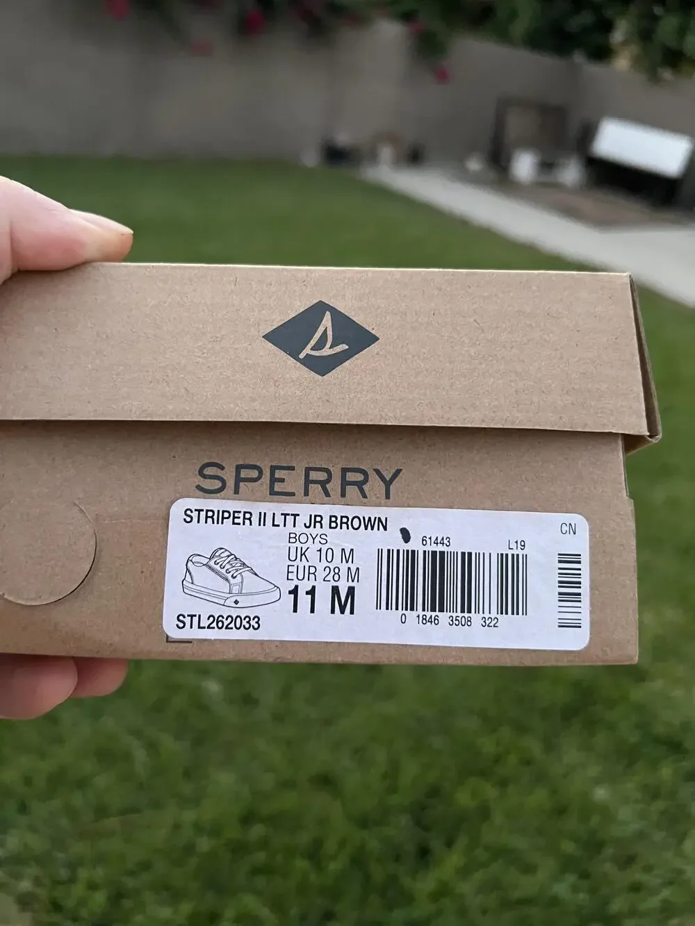 Sperry Shoes Boys Size 11 Brown Striper II LTT Jr Surprise No Tie Memory Foam